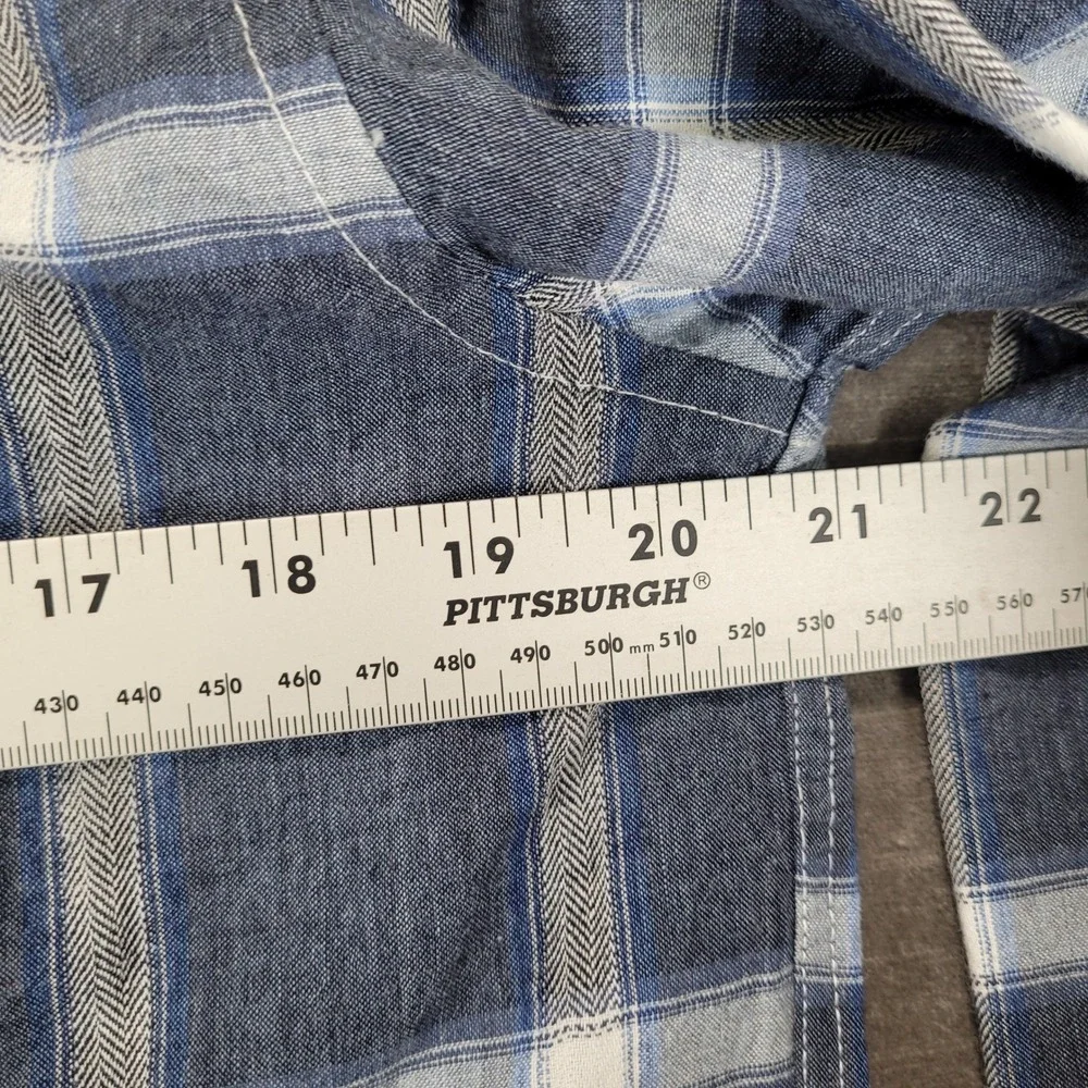 Lucky Brand Mens Medium Blue White Plaid Classic Fit Button Up Shirt Washed Worn